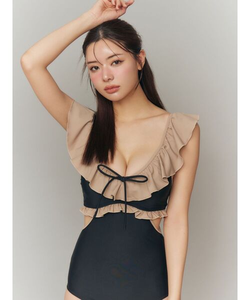 RESEXXY（リゼクシー）の「【swimwear】フリルデザインワンピース（水着・レディース・ブラック/その他1・FREE）」の4枚目の写真