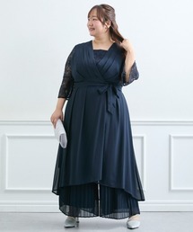 前開きフィッシュテールワンピース＋プリーツパンツセット