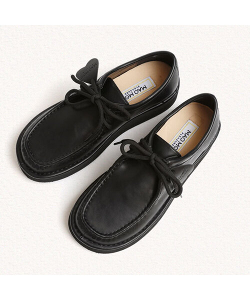 MAC MOC(マックモック)の「Kanga 天然皮革 ハートチャーム モカシン ローファー_インクブラック(3cm)(バレエシューズ・レディース・クリアブラック・22.5cm/23cm/23.5cm/24cm/24.5cm/25cm)」の1枚目の写真