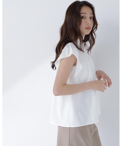 NATURAL BEAUTY BASIC（ナチュラルビューティーベーシック）の「プリーツフリルスリーブシャツ（シャツ/ブラウス・レディース・ブルー/オフホワイト/イエロー・ﾌﾘ-）」の18枚目の写真