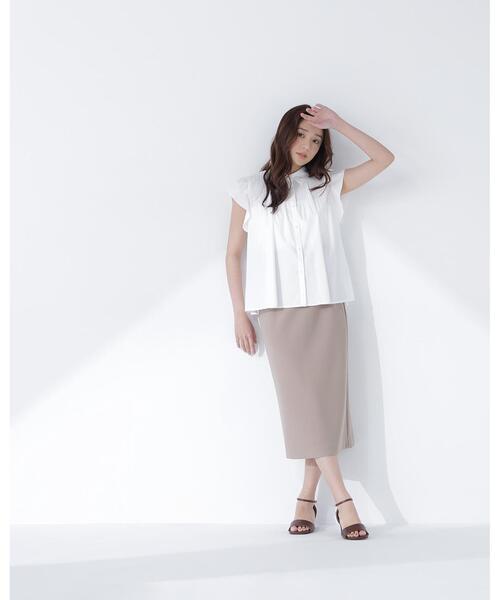 NATURAL BEAUTY BASIC（ナチュラルビューティーベーシック）の「プリーツフリルスリーブシャツ（シャツ/ブラウス・レディース・ブルー/オフホワイト/イエロー・ﾌﾘ-）」の19枚目の写真