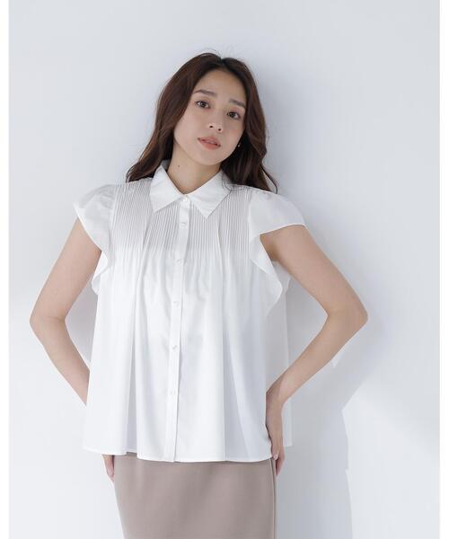 NATURAL BEAUTY BASIC（ナチュラルビューティーベーシック）の「プリーツフリルスリーブシャツ（シャツ/ブラウス・レディース・ブルー/オフホワイト/イエロー・ﾌﾘ-）」の20枚目の写真