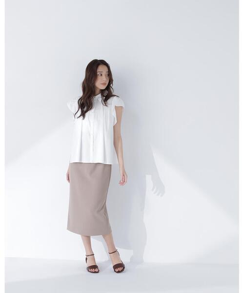 NATURAL BEAUTY BASIC（ナチュラルビューティーベーシック）の「プリーツフリルスリーブシャツ（シャツ/ブラウス・レディース・ブルー/オフホワイト/イエロー・ﾌﾘ-）」の21枚目の写真