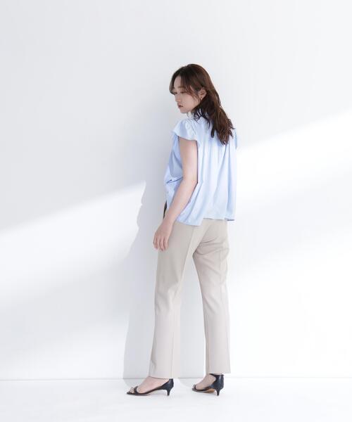 NATURAL BEAUTY BASIC（ナチュラルビューティーベーシック）の「プリーツフリルスリーブシャツ（シャツ/ブラウス・レディース・ブルー/オフホワイト/イエロー・ﾌﾘ-）」の5枚目の写真
