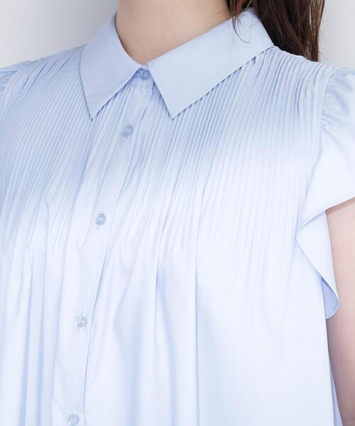 NATURAL BEAUTY BASIC（ナチュラルビューティーベーシック）の「プリーツフリルスリーブシャツ（シャツ/ブラウス・レディース・ブルー/オフホワイト/イエロー・ﾌﾘ-）」の10枚目の写真