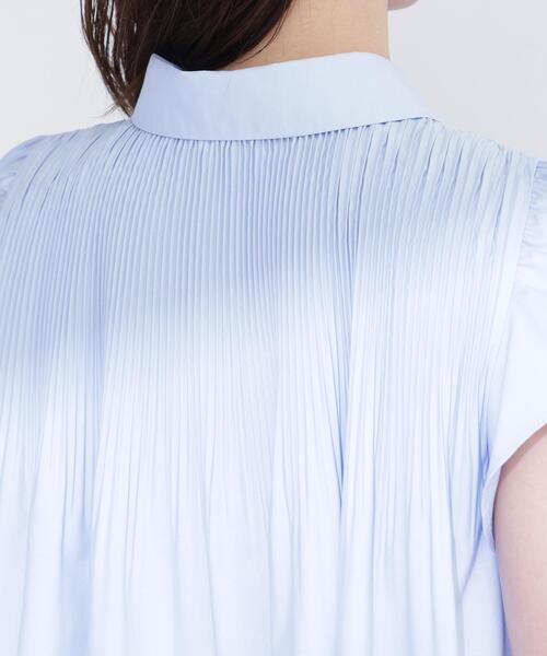 NATURAL BEAUTY BASIC（ナチュラルビューティーベーシック）の「プリーツフリルスリーブシャツ（シャツ/ブラウス・レディース・ブルー/オフホワイト/イエロー・ﾌﾘ-）」の11枚目の写真