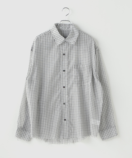 JOINT WORKS（ジョイントワークス）の「カットオフ シアーシャツ / J Cutoff Sheer Shirt（シャツ/ブラウス・メンズ・アイボリー/チャコールグレー・MEDIUM/LARGE）」の2枚目の写真