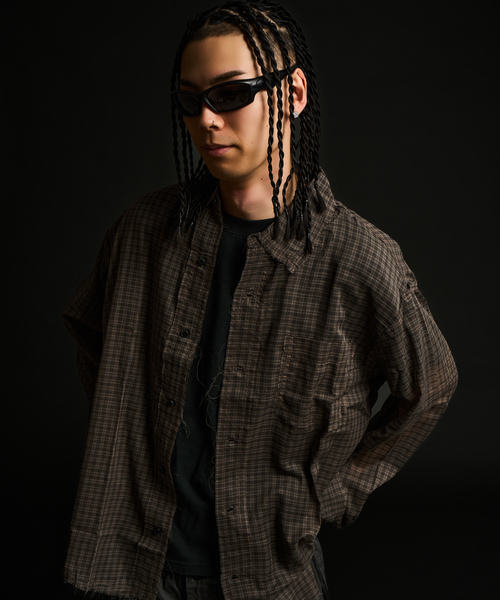 JOINT WORKS(ジョイントワークス)の「カットオフ シアーシャツ / J Cutoff Sheer Shirt(シャツ/ブラウス・メンズ・アイボリー/チャコールグレー・MEDIUM/LARGE)」の9枚目の写真