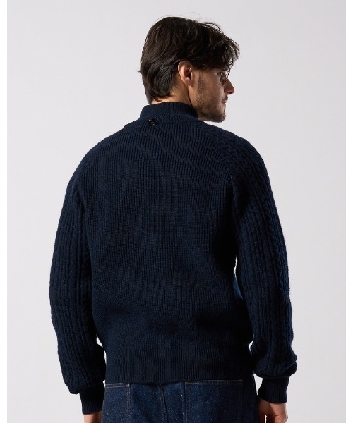 wjk（ダヴルジェイケイ）の「lomond×powder zip-up knit（カーディガン/ボレロ・メンズ・ブラック/ネイビー・SMALL/MEDIUM/LARGE/X-LARGE）」の6枚目の写真