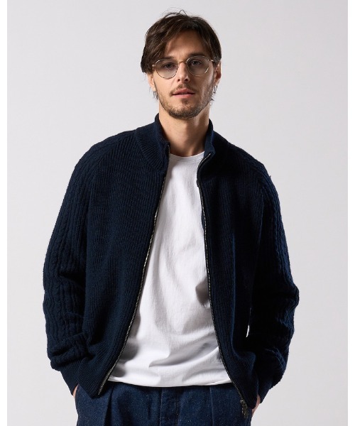 wjk（ダヴルジェイケイ）の「lomond×powder zip-up knit（カーディガン/ボレロ・メンズ・ブラック/ネイビー・SMALL/MEDIUM/LARGE/X-LARGE）」の7枚目の写真