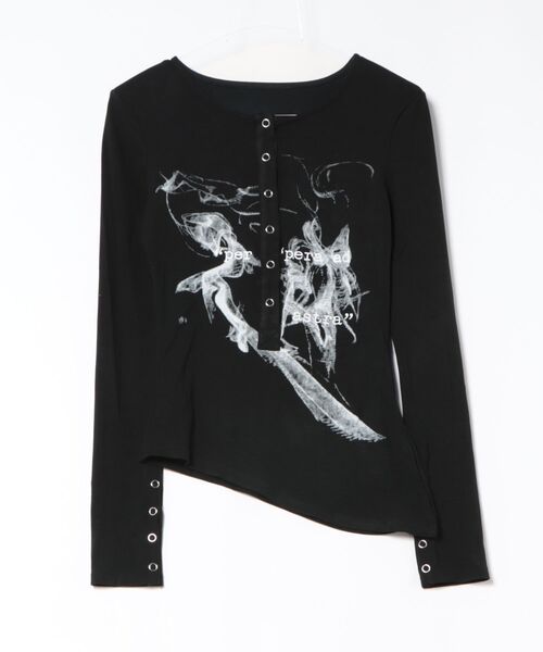 MEMECLE（メメクル）の「【 MEMECLE / メメクル 】Y２Kプリントデザインカットソー（Tシャツ/カットソー・レディース・グレー/ホワイト/ブラック・FREE）」の5枚目の写真