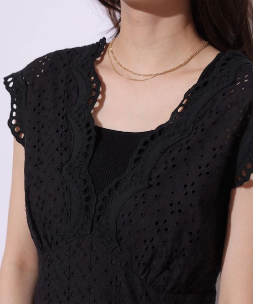 Mystrada(マイストラーダ)の「カットワークワンピース(ワンピース・レディース・ホワイト/ピンク/レッド/ブラック・36/38)」の11枚目の写真