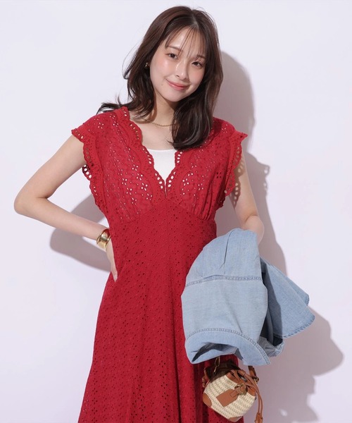 Mystrada(マイストラーダ)の「カットワークワンピース(ワンピース・レディース・ホワイト/ピンク/レッド/ブラック・36/38)」の20枚目の写真