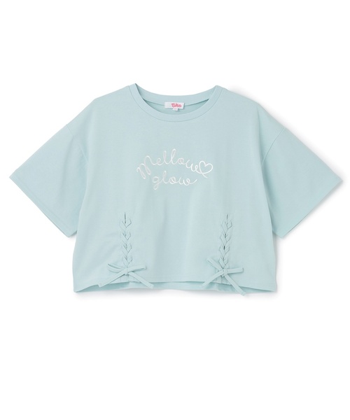 PINK-latte(ピンクラテ)の「アソート柄レースアップ半袖Tシャツ(Tシャツ/カットソー・キッズ・オフホワイト/ブラック/ドット/ミント/ラベンダー・150cm/140cm/160cm/120cm/130cm)」の15枚目の写真