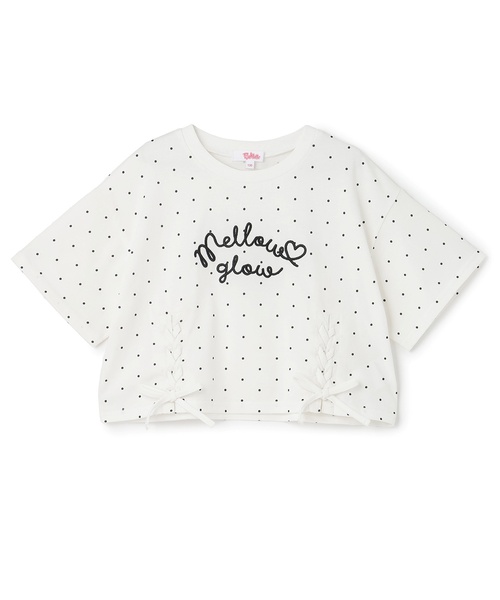 PINK-latte(ピンクラテ)の「アソート柄レースアップ半袖Tシャツ(Tシャツ/カットソー・キッズ・オフホワイト/ブラック/ドット/ミント/ラベンダー・150cm/140cm/160cm/120cm/130cm)」の16枚目の写真
