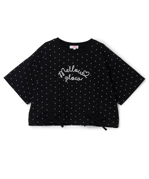 PINK-latte(ピンクラテ)の「アソート柄レースアップ半袖Tシャツ(Tシャツ/カットソー・キッズ・オフホワイト/ブラック/ドット/ミント/ラベンダー・150cm/140cm/160cm/120cm/130cm)」の17枚目の写真