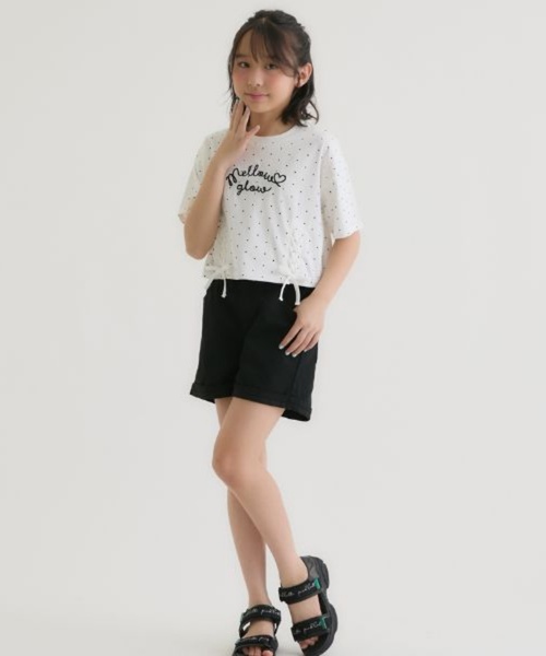 PINK-latte(ピンクラテ)の「アソート柄レースアップ半袖Tシャツ(Tシャツ/カットソー・キッズ・オフホワイト/ブラック/ドット/ミント/ラベンダー・150cm/140cm/160cm/120cm/130cm)」の18枚目の写真