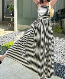 ストライプキャミロングワンピース