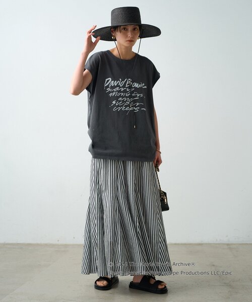 LOUNGEDRESS(ラウンジドレス)の「【GOOD ROCK SPEED】DAVID BOWIE フレンチT(Tシャツ/カットソー・レディース・オフホワイト/ブラック・FREE)」の5枚目の写真