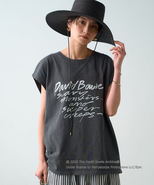 LOUNGEDRESS(ラウンジドレス)の「【GOOD ROCK SPEED】DAVID BOWIE フレンチT(Tシャツ/カットソー・レディース・オフホワイト/ブラック・FREE)」の8枚目の写真