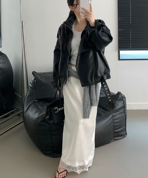 FREE STYLISTS(フリー スタイリスト)の「YUGA_YGMC Korean-style satin lace skirt(スカート・レディース・ホワイト/ブラック・FREE)」の12枚目の写真