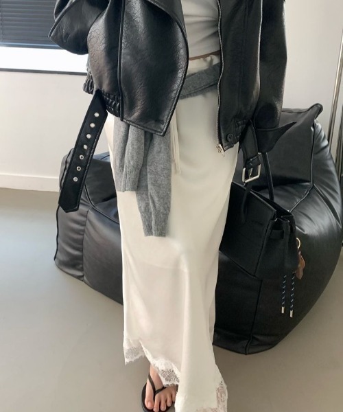 FREE STYLISTS(フリー スタイリスト)の「YUGA_YGMC Korean-style satin lace skirt(スカート・レディース・ホワイト/ブラック・FREE)」の18枚目の写真