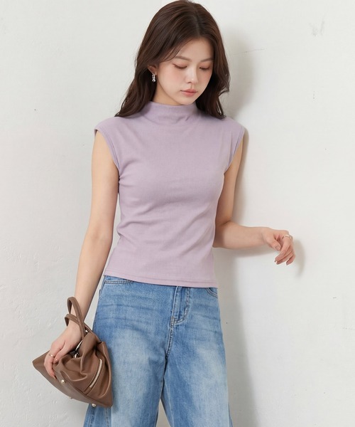 DRESS PLUS(ドレスプラス)の「リブカットソー リブ編みT レディース(Tシャツ/カットソー・レディース・パープル/イエロー/アイボリー/ブラック/ブルー・M)」の1枚目の写真
