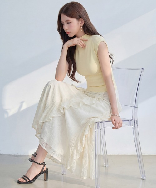 DRESS PLUS(ドレスプラス)の「リブカットソー リブ編みT レディース(Tシャツ/カットソー・レディース・パープル/イエロー/アイボリー/ブラック/ブルー・M)」の7枚目の写真