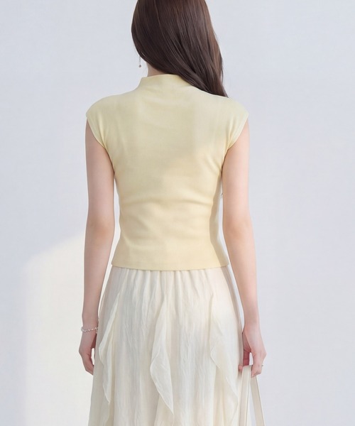 DRESS PLUS(ドレスプラス)の「リブカットソー リブ編みT レディース(Tシャツ/カットソー・レディース・パープル/イエロー/アイボリー/ブラック/ブルー・M)」の8枚目の写真