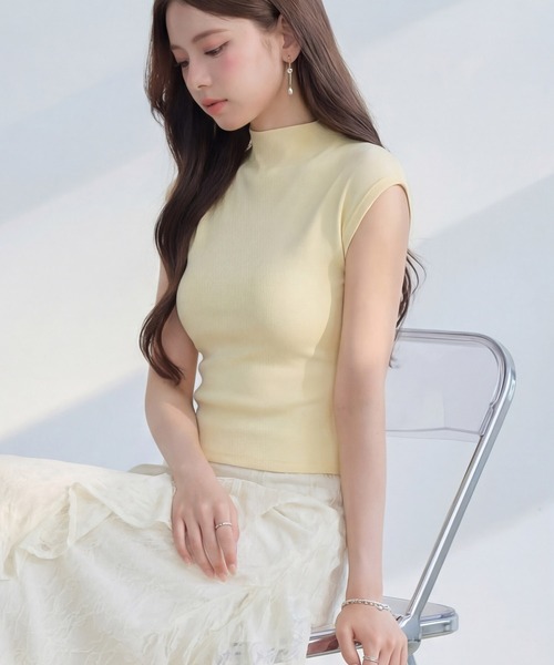 DRESS PLUS(ドレスプラス)の「リブカットソー リブ編みT レディース(Tシャツ/カットソー・レディース・パープル/イエロー/アイボリー/ブラック/ブルー・M)」の9枚目の写真