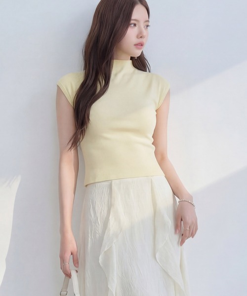 DRESS PLUS(ドレスプラス)の「リブカットソー リブ編みT レディース(Tシャツ/カットソー・レディース・パープル/イエロー/アイボリー/ブラック/ブルー・M)」の10枚目の写真