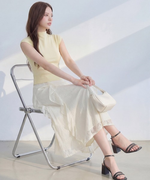 DRESS PLUS(ドレスプラス)の「リブカットソー リブ編みT レディース(Tシャツ/カットソー・レディース・パープル/イエロー/アイボリー/ブラック/ブルー・M)」の11枚目の写真