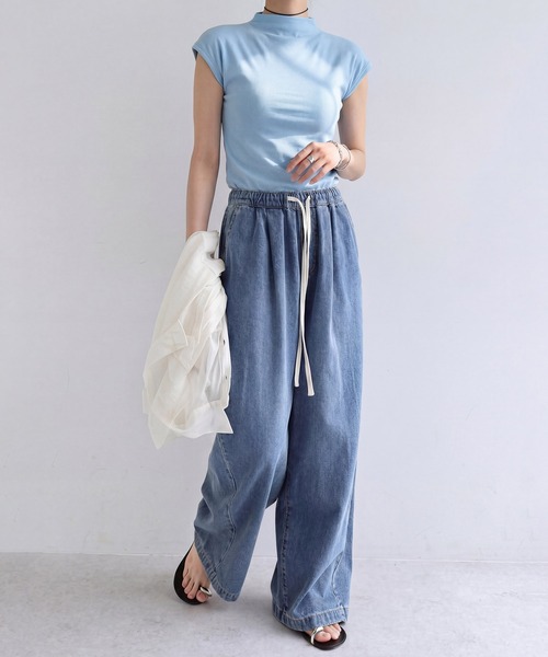 DRESS PLUS(ドレスプラス)の「リブカットソー リブ編みT レディース(Tシャツ/カットソー・レディース・パープル/イエロー/アイボリー/ブラック/ブルー・M)」の13枚目の写真
