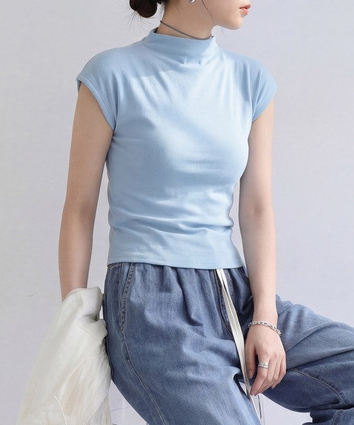 DRESS PLUS(ドレスプラス)の「リブカットソー リブ編みT レディース(Tシャツ/カットソー・レディース・パープル/イエロー/アイボリー/ブラック/ブルー・M)」の14枚目の写真