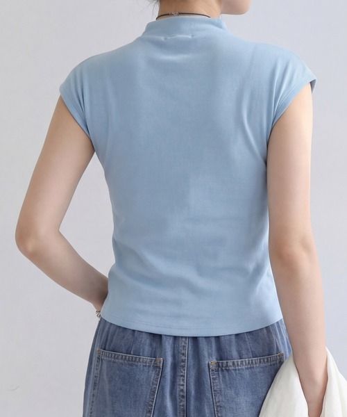 DRESS PLUS(ドレスプラス)の「リブカットソー リブ編みT レディース(Tシャツ/カットソー・レディース・パープル/イエロー/アイボリー/ブラック/ブルー・M)」の15枚目の写真