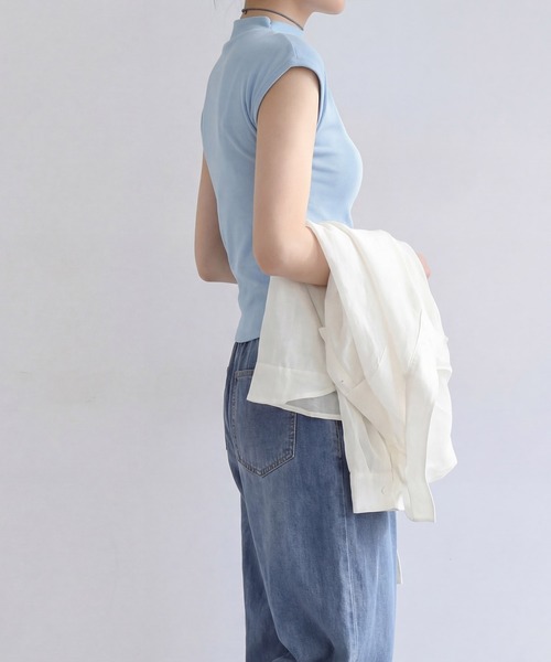 DRESS PLUS(ドレスプラス)の「リブカットソー リブ編みT レディース(Tシャツ/カットソー・レディース・パープル/イエロー/アイボリー/ブラック/ブルー・M)」の16枚目の写真