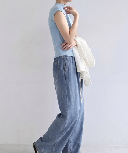 DRESS PLUS(ドレスプラス)の「リブカットソー リブ編みT レディース(Tシャツ/カットソー・レディース・パープル/イエロー/アイボリー/ブラック/ブルー・M)」の17枚目の写真