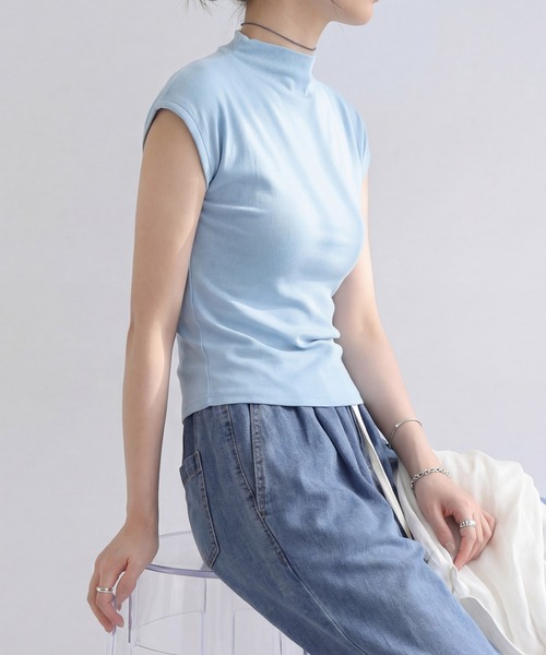 DRESS PLUS(ドレスプラス)の「リブカットソー リブ編みT レディース(Tシャツ/カットソー・レディース・パープル/イエロー/アイボリー/ブラック/ブルー・M)」の18枚目の写真