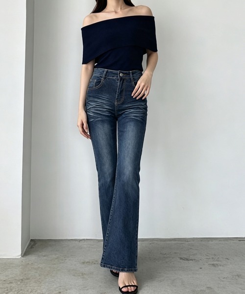 Miniministore(ミニミニストア)の「セミフレアデニムパンツレトロデニムパンツ(デニムパンツ・レディース・インディゴブルー・M/XL/S/L)」の6枚目の写真