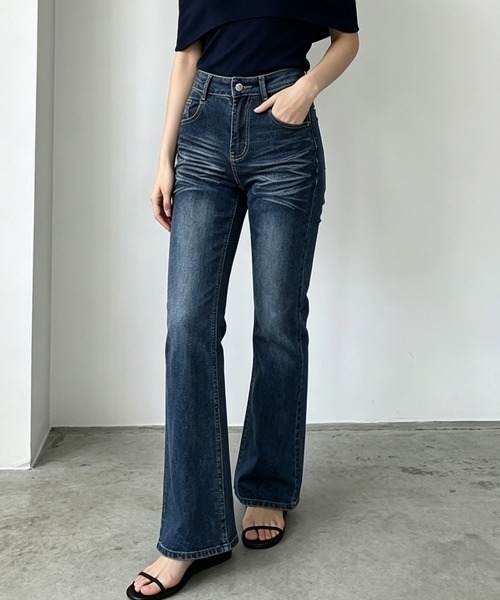 Miniministore(ミニミニストア)の「セミフレアデニムパンツレトロデニムパンツ(デニムパンツ・レディース・インディゴブルー・M/XL/S/L)」の8枚目の写真