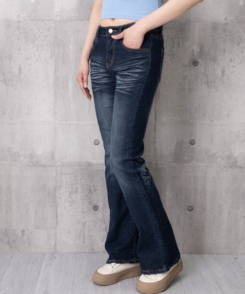 Miniministore(ミニミニストア)の「セミフレアデニムパンツレトロデニムパンツ(デニムパンツ・レディース・インディゴブルー・M/XL/S/L)」の13枚目の写真