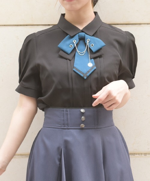 axes femme(アクシーズファム)の「チェーンタイセットブラウス(シャツ/ブラウス・レディース・ピンク/キナリ/ブラック・MEDIUM)」の2枚目の写真