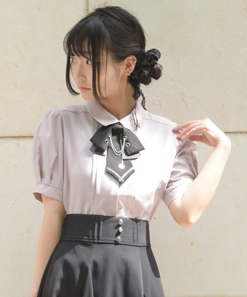 axes femme(アクシーズファム)の「チェーンタイセットブラウス(シャツ/ブラウス・レディース・ピンク/キナリ/ブラック・MEDIUM)」の12枚目の写真