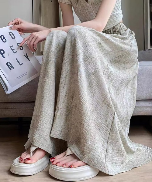 mielu(ミエル)の「ニュアンスフレアパンツ(その他パンツ・レディース・ブラック/ピンク/ベージュ・LARGE/MEDIUM)」の1枚目の写真