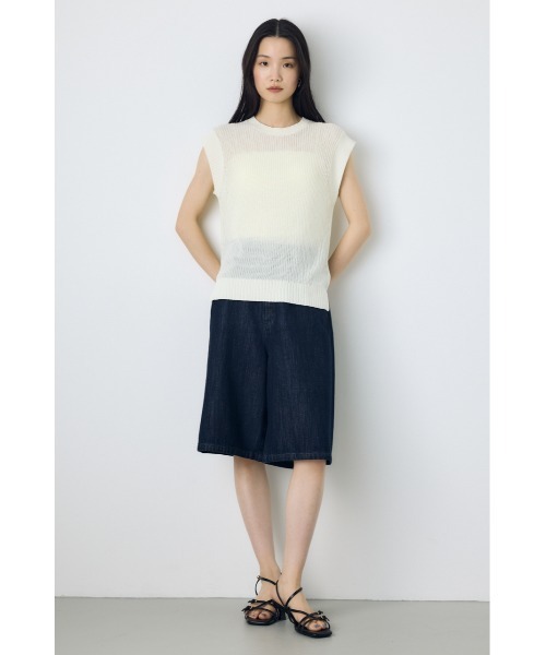 AZUL by moussy（アズールバイマウジー）の「【サイズ,身長別画像あり】【セットアップ対応】AZUL DENIM 甘撚りハーフパンツ　春服　夏服　デニム　大人カジュアル（デニムパンツ・レディース・ライトブルー/ワンウォッシュ・SMALL/MEDIUM）」の15枚目の写真
