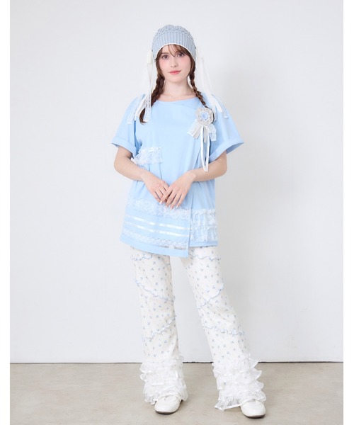 Lolime by mellfy memory(ロリミー バイ メルフィーメモリー)の「flower waffle lace pants(その他パンツ・レディース・ピンク/ブルー・M/LL)」の6枚目の写真