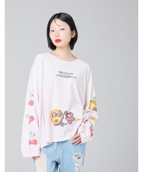 Little sunny bite(リトルサニーバイト)の「★Little sunny bite★anna hopman x little sunny bite smile long tee 26SS(Tシャツ/カットソー・レディース・ピンク/ブルー/ライトグレー・MEDIUM/SMALL)」の3枚目の写真
