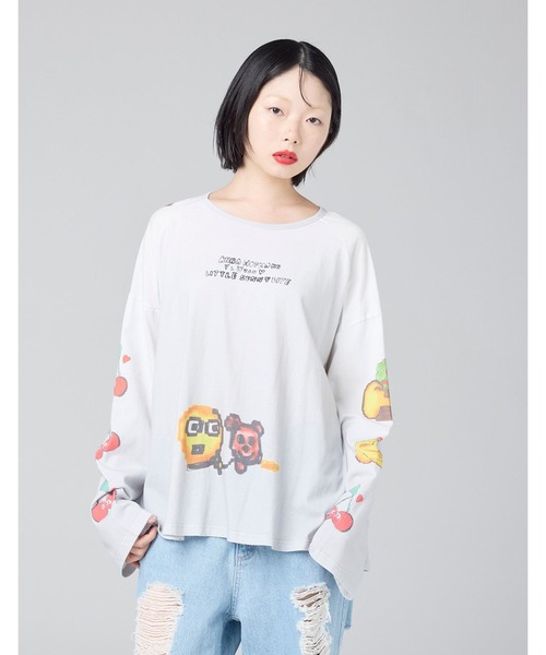 Little sunny bite(リトルサニーバイト)の「★Little sunny bite★anna hopman x little sunny bite smile long tee 26SS(Tシャツ/カットソー・レディース・ピンク/ブルー/ライトグレー・MEDIUM/SMALL)」の2枚目の写真