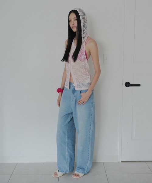 FEKETE(フェケテ)の「lace sleeveless hooded top / レースフーディータンク(タンクトップ・レディース・ライトピンク/パープル・LARGE/MEDIUM/SMALL)」の20枚目の写真