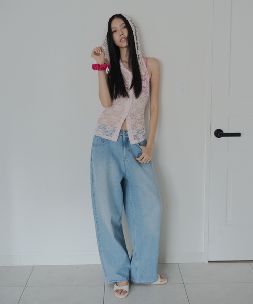 FEKETE(フェケテ)の「lace sleeveless hooded top / レースフーディータンク(タンクトップ・レディース・ライトピンク/パープル・LARGE/MEDIUM/SMALL)」の21枚目の写真